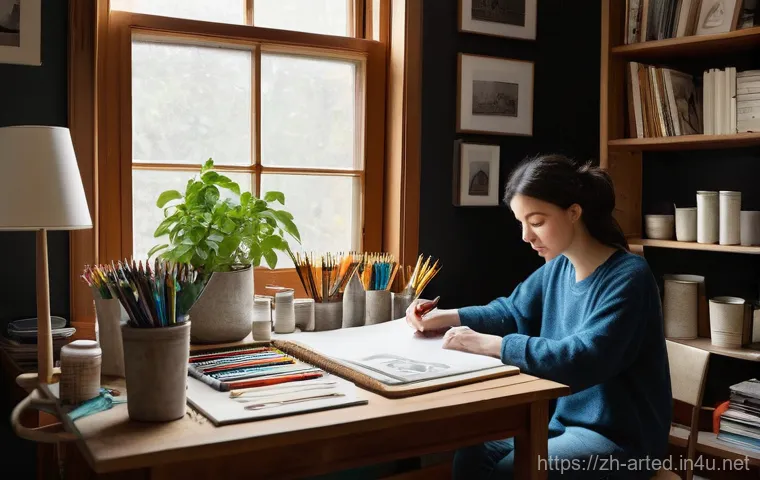 미술교육사 자격증 비전공자의 합격기 - **Prompt: "A young woman in her late 20s or early 30s, with a radiant and curious expression, experi...