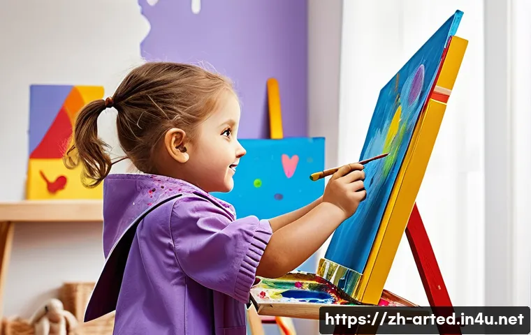 미술교육사 교육 철학과 가치 - **Imaginative Play with Colors:**
    A vibrant, whimsical illustration of a 6-year-old child, weari...
